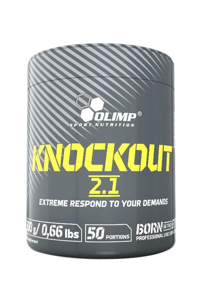 Olimp Sport Knockout 2.1 pre-workout supplement with 50 portions for enhanced endurance and concentration.