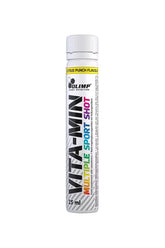 Olimp Vita-Min Multiple Sport Shot in Citrus Punch flavor, 25 ml, packed with vitamins and minerals for athletes.