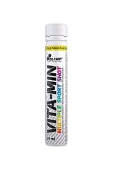 Olimp Vita-Min Multiple Sport Shot in Citrus Punch flavor, 25 ml, packed with vitamins and minerals for athletes.
