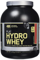 Optimum Nutrition Platinum Hydrowhey tub, contains 30g protein and BCAAs, advanced hydrolyzed whey protein isolate.