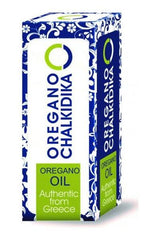 Oregano Chaldikia wild oregano oil packaging, authentic from Greece, showcasing health benefits and natural ingredients.