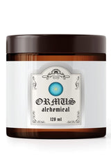Ormus alchemical product packaging, 120 ml, featuring natural minerals from the Dead Sea.