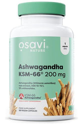 Osavi Ashwagandha KSM-66 200 mg, vegan capsule supplement for stress resilience and vitality.