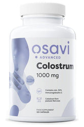 Osavi Colostrum 1000mg supplement bottle, containing immune-boosting ingredients for health and recovery.