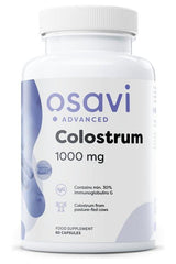 Osavi Colostrum 1000mg bottle, dietary supplement with immunoglobulins for immune support and enhanced recovery.