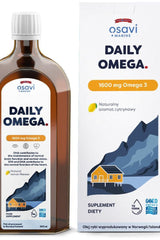 Osavi Daily Omega 1600 mg fish oil with natural lemon flavour for heart and brain health.