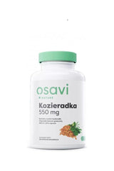 Osavi Fenugreek supplement bottle with green lid, 550 mg, showcasing health benefits and natural ingredients.