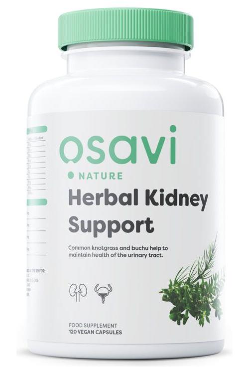 Osavi Herbal Kidney Support supplement bottle with vegan capsules for urinary tract health.