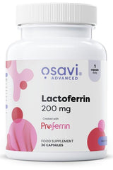 Osavi Lactoferrin 200 mg dietary supplement bottle with 30 capsules for improved iron absorption and immune support.