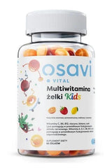 Osavi Multivitamin Kids in a clear bottle filled with colorful gummy vitamins for children.