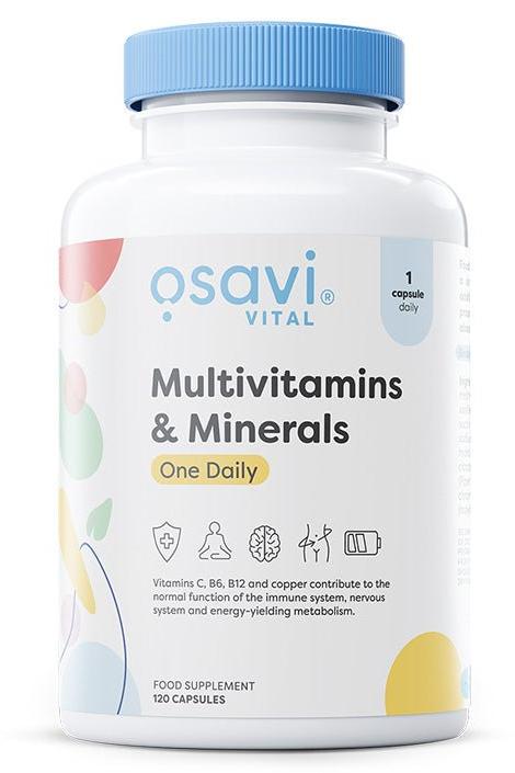 Osavi multivitamins and minerals supplement, supports energy metabolism, immune and nervous system health.