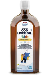 Osavi Norwegian Cod Liver Oil Kids bottle with natural lemon flavor, 500 mg Omega 3 for children's health.