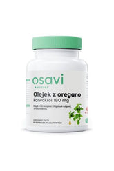 Osavi Oregano Oil capsules bottle with 180 mg carvacrol, natural digestive support supplement.
