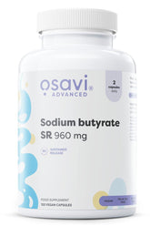 Osavi Sodium Butyrate SR 960 mg supplement bottle with vegan capsules for gut health support