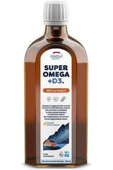 Osavi Super Omega +D3, 2900 mg, dietary supplement with natural lemon flavor in a 250ml bottle.