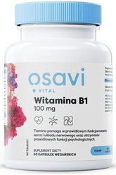 Osavi Vitamin B1 supplement bottle, 100mg, vegan capsules for energy and nervous system support.