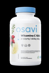 Osavi Vitamin C 1000 with Rutin and Rosehip, 180 vegan capsules bottle for antioxidant support.