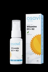 Osavi Vitamin D3 + K2 oral spray with mint flavor, 25 ml, packaging and bottle.