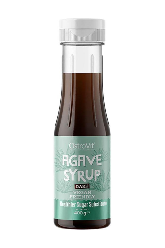 OstroVit Dark Agave Syrup 400g, a vegan-friendly natural sugar substitute for sweetening beverages and desserts.