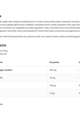Nutritional information and ingredients for OstroVit Apple Cider Vinegar Gummies, 60 count.