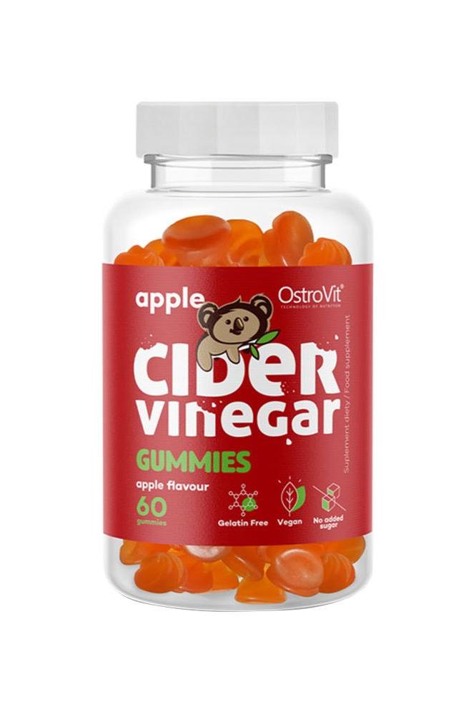 OstroVit Apple Cider Vinegar Gummies bottle with orange gummies, 60 count, vegan and gelatin-free.