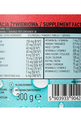 Nutritional information and supplement facts for OstroVit Aqua Kick VIT&MIN in Strawberry flavor, 300g.