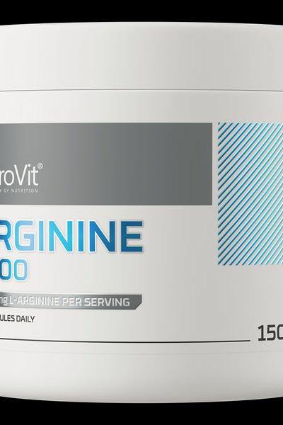 OstroVit Arginine 3000 mg supplement container with 150 capsules for optimal amino acid intake.