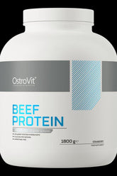 OstroVit Beef Protein powder container, 1800g, high-quality hydrolyzed beef protein, sugar-free supplement.