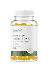 OstroVit Berberine Sulphate 99% in bottle with 60 vegan capsules for dietary supplements.
