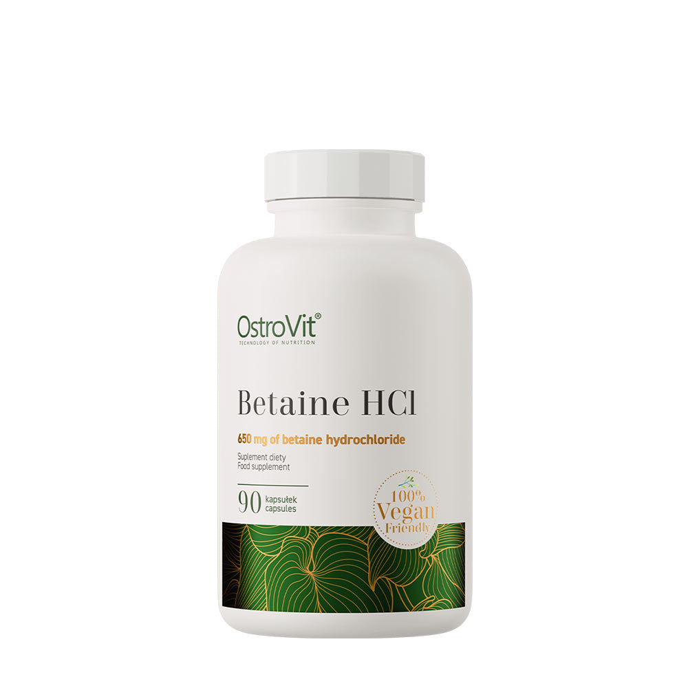 Betaine HCL – 650 mg baksida med näringsfakta