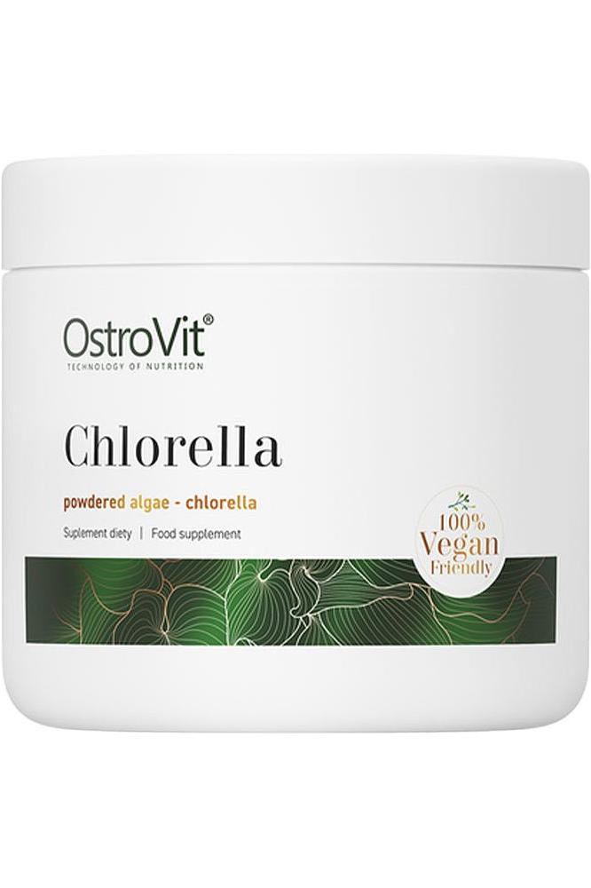 OstroVit Chlorella VEGE 250 g powder supplement, vegan-friendly, rich in protein and nutrients.