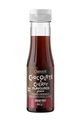 OstroVit Chocolate & Cherry Flavoured Sauce 350g, vegan, sugar-free, low-calorie dessert option.