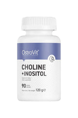 OstroVit Choline + Inositol supplement bottle with 90 tablets for brain and nerve function support.