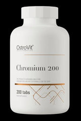 OstroVit Chromium 200 mg dietary supplement bottle with 200 tablets for metabolism support.