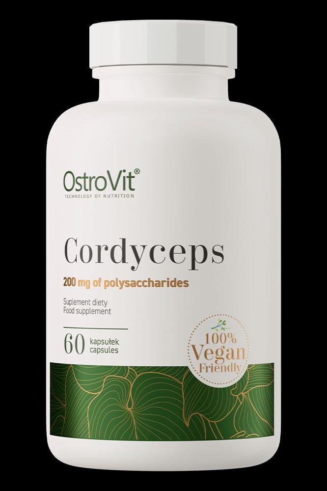 OstroVit Cordyceps Vege capsules with 200 mg polysaccharides, 60 vegan-friendly dietary supplement.