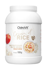 OstroVit Cream of Rice, 1000g jar, vegan nutritious rice meal with creamy apple flavor.