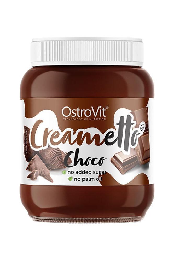 OstroVit Creametto Choco spread jar, no added sugar, palm oil-free, healthy alternative.