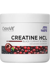 OstroVit Creatine HCL in Black Currant and Cherry flavor, 300g supplement for muscle growth and recovery.