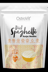 OstroVit Diet Spaghetti Konjac Noodles packaging, low-calorie, gluten-free, keto-friendly, and vegan pasta alternative.