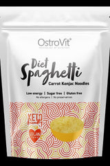 OstroVit Diet Spaghetti Carrot Konjac Noodles packaging, low calorie, gluten free, keto-friendly.