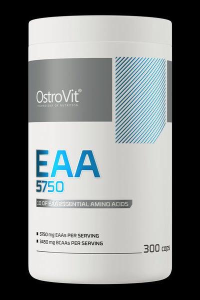 OstroVit EAA 5750 mg dietary supplement, 300 capsules for essential amino acids support.