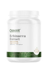 OstroVit Echinacea Extract 50 g supplement jar, supports immune health, vegan-friendly, natural ingredients.