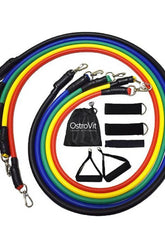 OstroVit expander training bands set featuring colorful resistance bands and accessories for effective workouts.