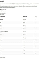 Nutrition facts and ingredients list for OstroVit Fat Burner Extreme Shot, highlighting active components.