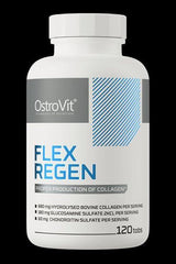 OstroVit Flex Regen supplement bottle, provides collagen, glucosamine, and chondroitin for joint health, 120 tablets.