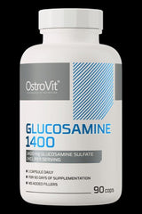 OstroVit Glucosamine 1400 mg supplement bottle with 90 capsules for joint health support.