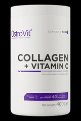 OstroVit Collagen + Vitamin C supplement container, 400g, enhancing skin health and recovery.