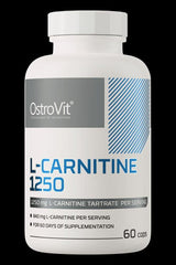 OstroVit L-Carnitine Supreme Capsules 1250 mg in a white bottle, 60 capsules for weight management.