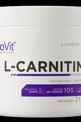 OstroVit L-Carnitine Supreme Pure supplement jar for weight loss and fat burning, 210 g packaging.