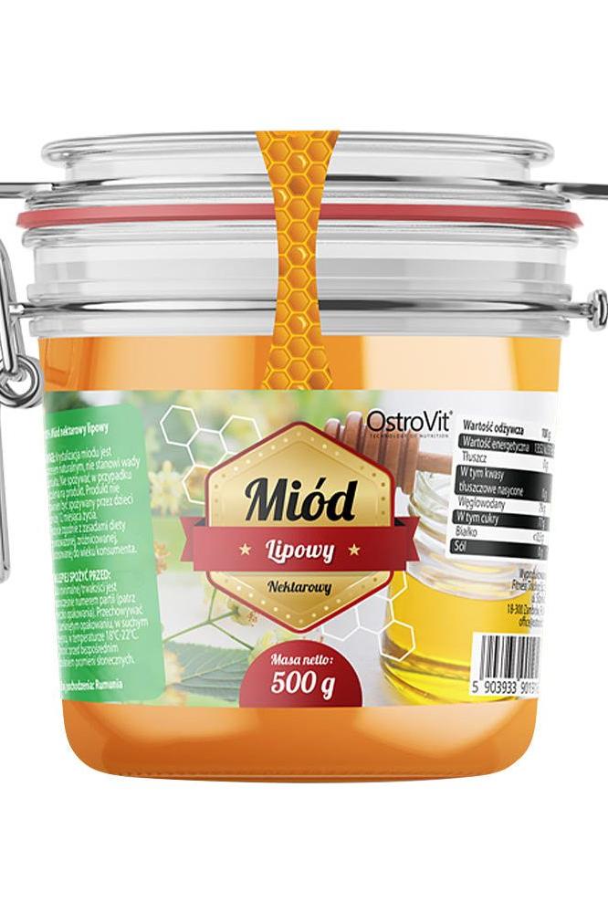 OstroVit Linden Honey 500g jar featuring natural honey and a distinct sweet aroma, perfect for meals. OstroVit Linden Honey 500g jar featuring natural honey and a distinct sweet aroma, perfect for meals.